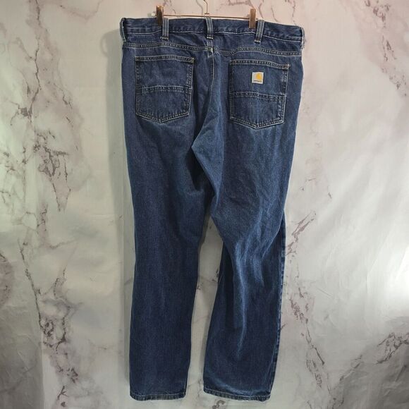 Carhartt Jeans Mens 40 X 34 Denim Relaxed Fit Medium Wash Straight Leg - Picture 1 of 12